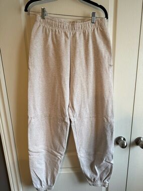 Aritzia TNA Light Beige Sweatfleece Cozy Fleece Mega Fit Sweatpants